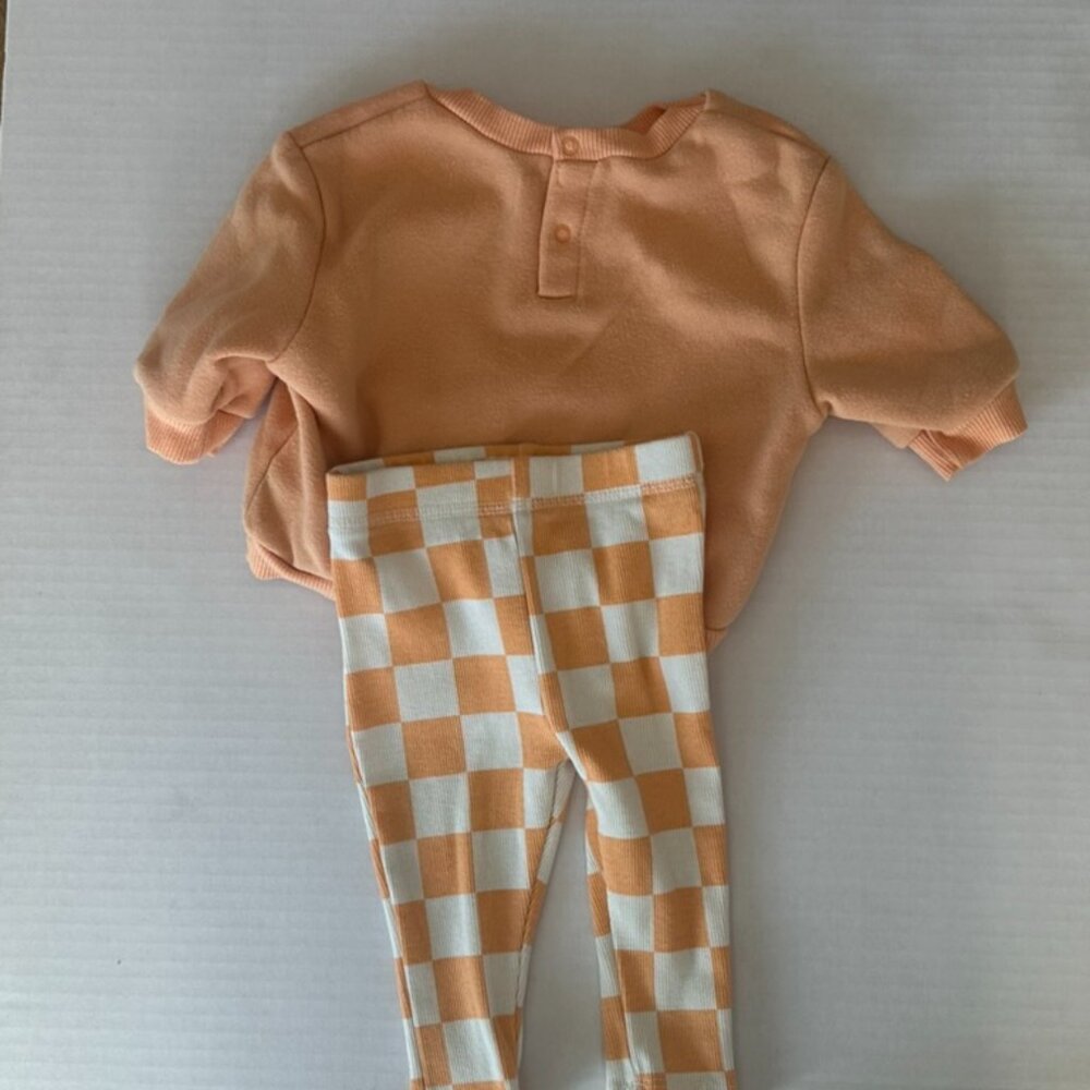 Target Baby 2pc Teddy Bear Halloween Pumpkin Pullover & Checkered Bottom Set - Picture 2 of 5